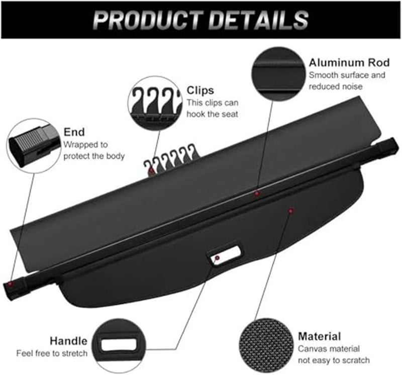 Vuzmode Rear Trunk Cargo Cover for Nissan X-Trail 2014-2021 - Image 5