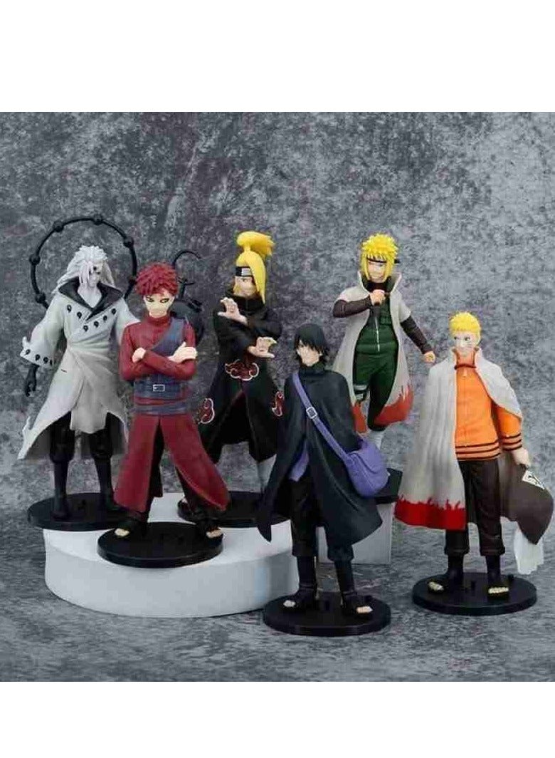 6 Pcs/Set Naruto Figura Gaara Uchiha Sasuke Madara Namikaze g Deidara Figure Anime Decoration - Image 2