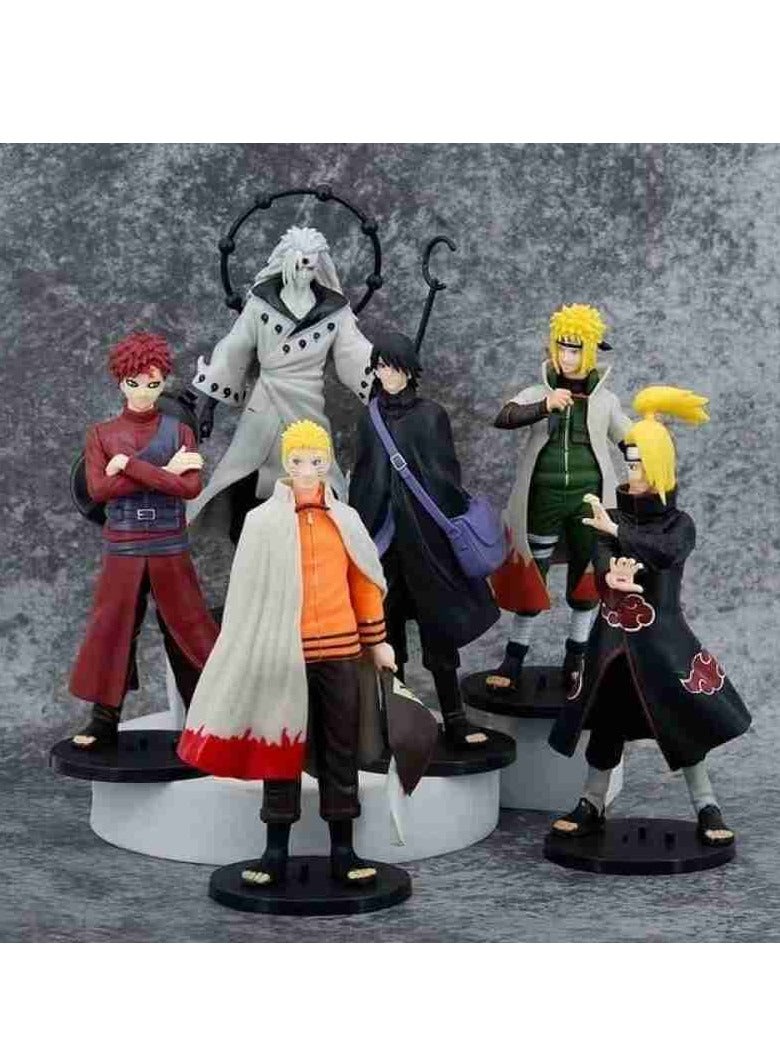 6 Pcs/Set Naruto Figura Gaara Uchiha Sasuke Madara Namikaze g Deidara Figure Anime Decoration - Image 3