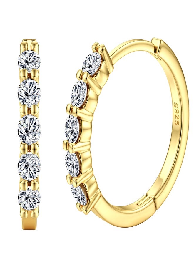 Blahanna Sterling Silver Moissanite Huggie Hoop Earrings- 0.06ct D Color VVS1 - Image 1