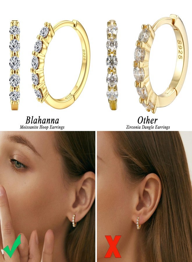 Blahanna Sterling Silver Moissanite Huggie Hoop Earrings- 0.06ct D Color VVS1 - Image 5