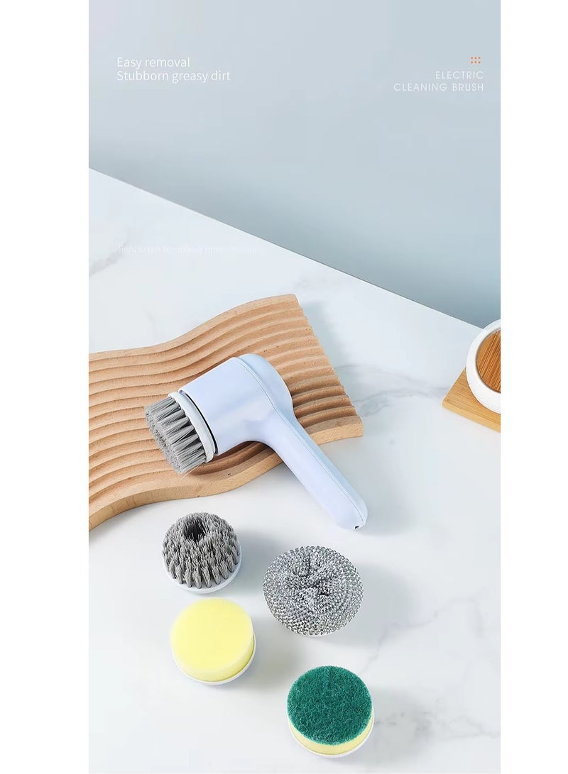Electric Spin Scrubber, Power Scrubber Cordless Electric Shower Scrubber for Cleaning with LED Display, for Bathroom, Tub, Kitchen Stove, Tile Grout with 5 Brush Heads - Image 1