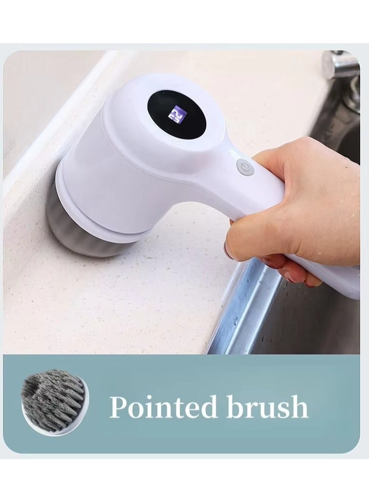 Electric Spin Scrubber, Power Scrubber Cordless Electric Shower Scrubber for Cleaning with LED Display, for Bathroom, Tub, Kitchen Stove, Tile Grout with 5 Brush Heads - Image 4