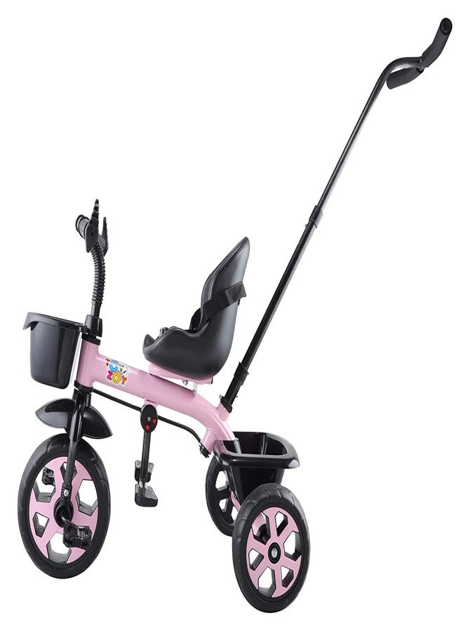 JoyRide Stylish Sports Plus Trike Push & Plug Baby Trike| Tricycle with Dual Storage Basket for Kids| Boys| Girls Age Group 2 to 5 Years (Pink) - Image 3