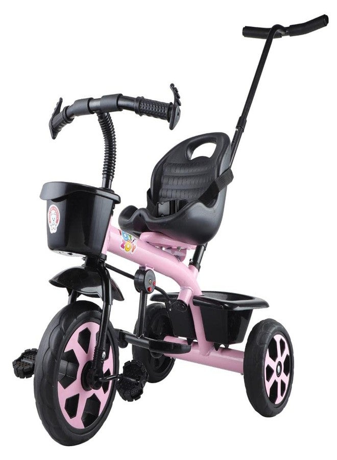 JoyRide Stylish Sports Plus Trike Push & Plug Baby Trike| Tricycle with Dual Storage Basket for Kids| Boys| Girls Age Group 2 to 5 Years (Pink) - Image 1