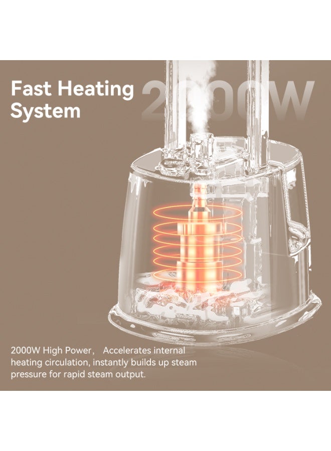 Perfin 2-in-1 Professional Garment Steamer & Iron - 2000W Vertical Steamer with Ironing Board,  Telescopic Rod Dual- Steam Mode, 10 Steam Levels, Large 2.5L Water Tank for All Fabrics - Image 5