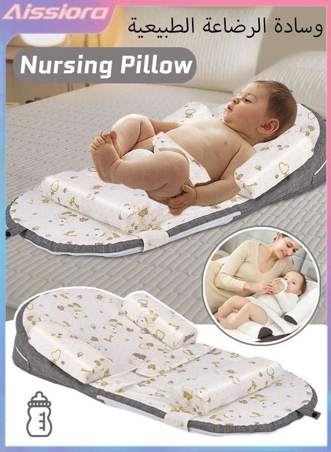 Aissiora Baby Nursing Pillow for Breastfeeding Adjustable Height Anti Reflux Pillow Multi-Functional Relieves Vomiting Milk Newborn Feeding Pillows - Image 1