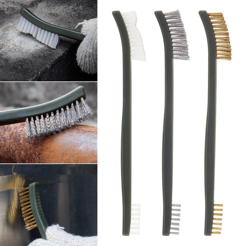 OriGlam Mini Wire Brush Set, Paint and Dirt Remover, Cleaning Welding Slag and Rust, Handy Steel / Nylon / Brass Brush Suitable for Cleaning Paint / Dirt (3) - Image 2