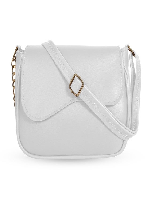 Nyfee Vegan Leather Women's Sling Bag with Detachable Coin Pouch, Adjustable Belt, Multiple Compartments (White) - Image 1