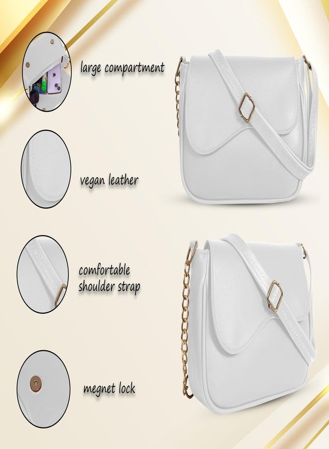 Nyfee Vegan Leather Women's Sling Bag with Detachable Coin Pouch, Adjustable Belt, Multiple Compartments (White) - Image 5