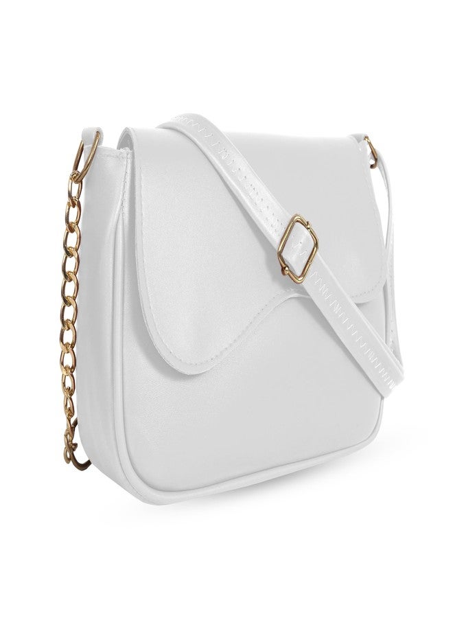 Nyfee Vegan Leather Women's Sling Bag with Detachable Coin Pouch, Adjustable Belt, Multiple Compartments (White) - Image 4