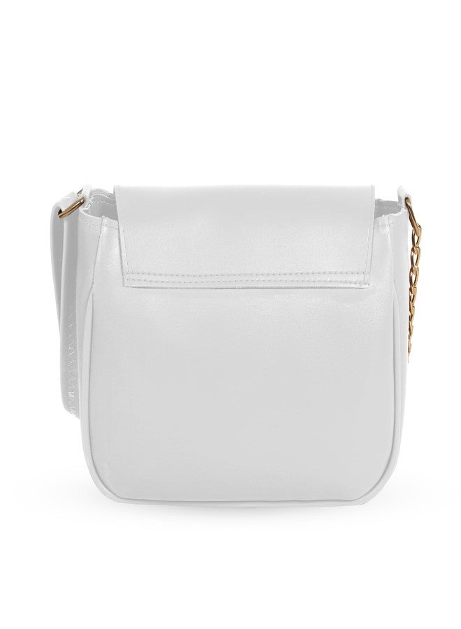 Nyfee Vegan Leather Women's Sling Bag with Detachable Coin Pouch, Adjustable Belt, Multiple Compartments (White) - Image 3