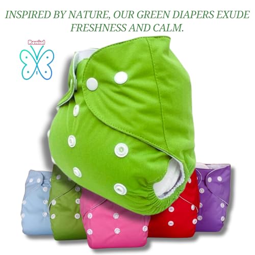 RENIAL Reusable Cloth Diapers For Kids Baby | insert Washable freesize Leakage Proof Cloth Diaper with Quick Dry For Baby Kids | UltraThin pads for babies between 3 months to 3 years (pack of 1) (green) - Image 4