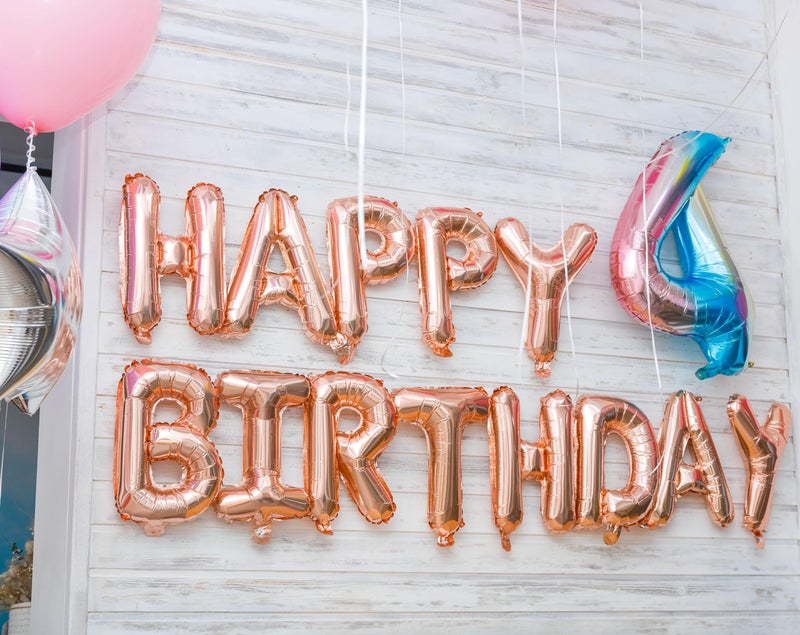 PatiCool Rose Gold Happy Birthday Balloon Banner, 16 Inch Foil Mylar Happy Birthday Balloons Letters, Reusable Happy Birthday Sign, Rose Gold Birthday Decorations for Women and Girls - Image 4