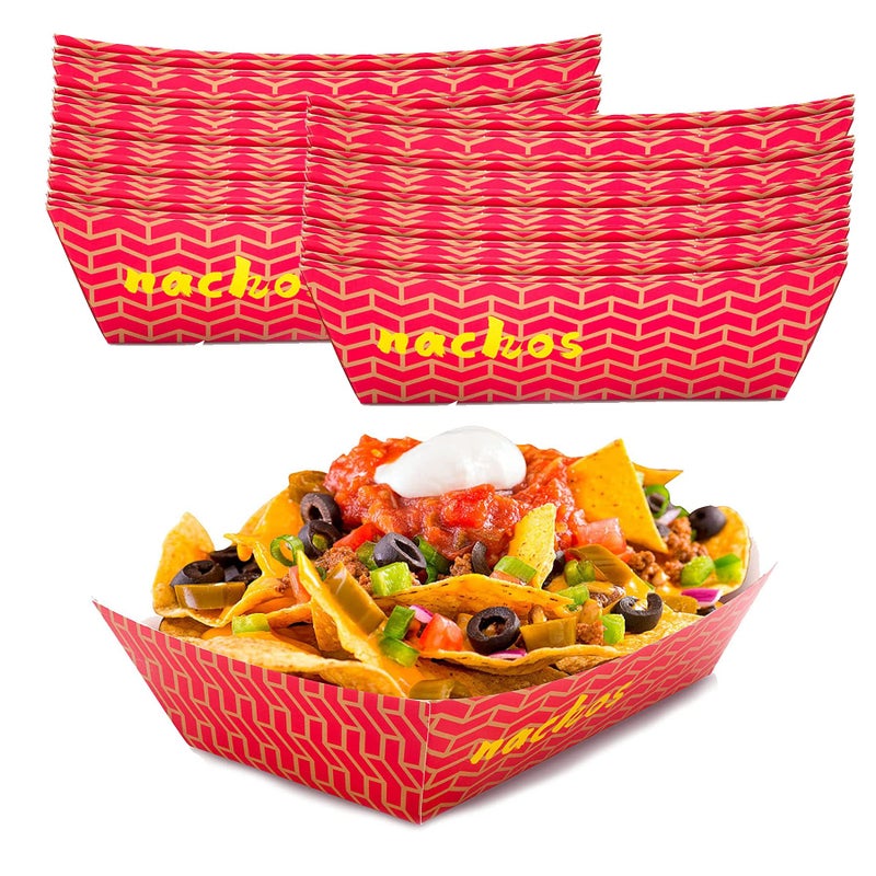 Upper Midland Products Upper Midland Products Nacho Trays  Disposable Paper Nacho Chip Trays for Concessions and Nacho Party White  200 Pack 