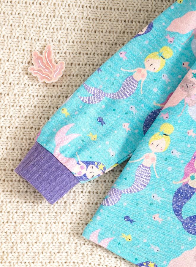 تايك تو طقم بلوزة مطبعة بياقة مستديرة مع بيجاما طويلة - Image 4