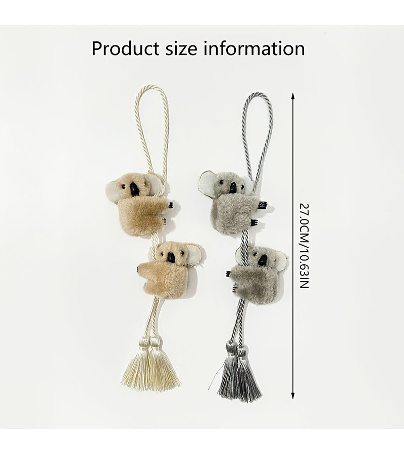 1pc Khaki Koala Car Hanging Ornament Rearview Mirror Decor - Image 2