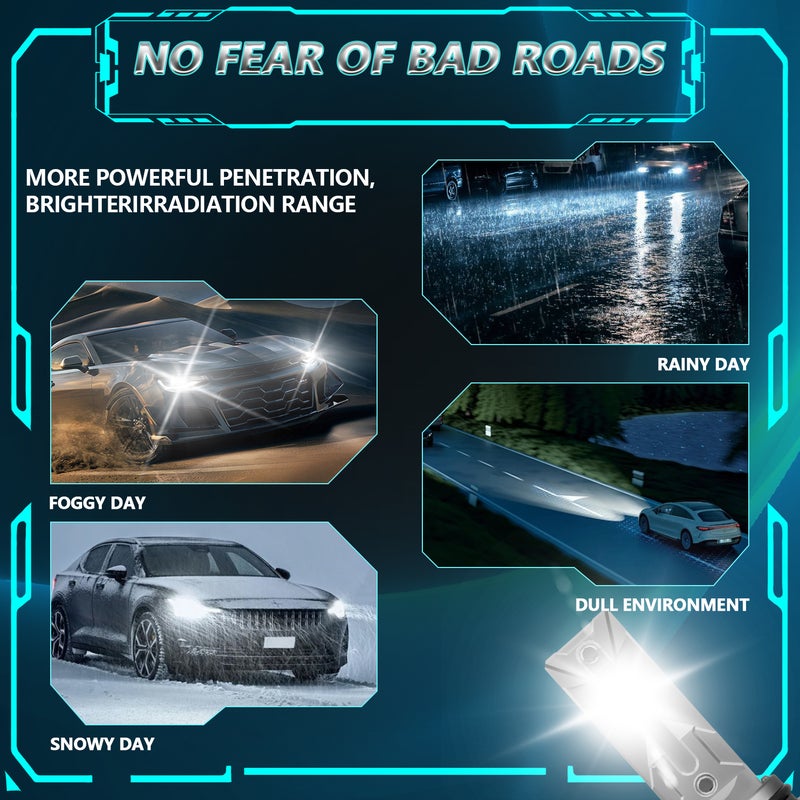 لمبة إضاءة أمامية سيارة LED 9006، مجموعة تحويل إضاءة أمامية LED 60 واط و60000 لومن و6000 كلفن، لمبة شعاع عالي ومنخفض فائقة السطوع ومقاومة للماء بتبريد سريع 12000 دورة في الدقيقة، حزمتان - Image 4