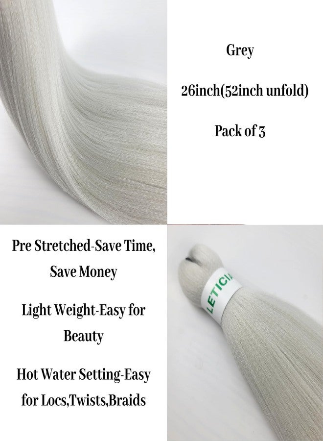 Leticia Grey Braiding Hair Pre stretched Hypoallergenic Braiding Hair Extensions ez Braid Knotless Box Braids - Image 3