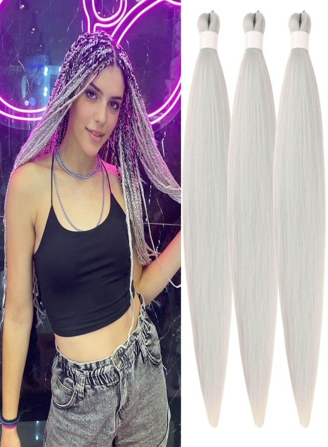 Leticia Grey Braiding Hair Pre stretched Hypoallergenic Braiding Hair Extensions ez Braid Knotless Box Braids - Image 1
