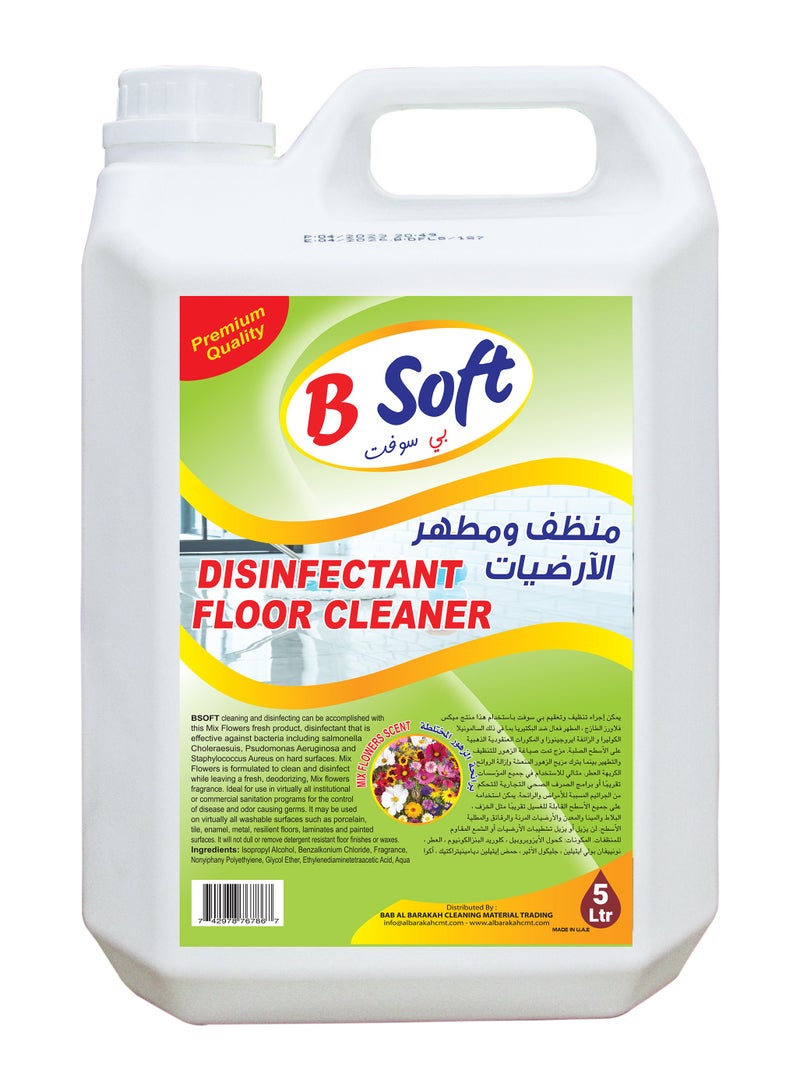 BSOFT Antibacterial Disinfectant Floor Cleaner Liquid Mix Flowers Scent 5L.Premium Quality - Image 1