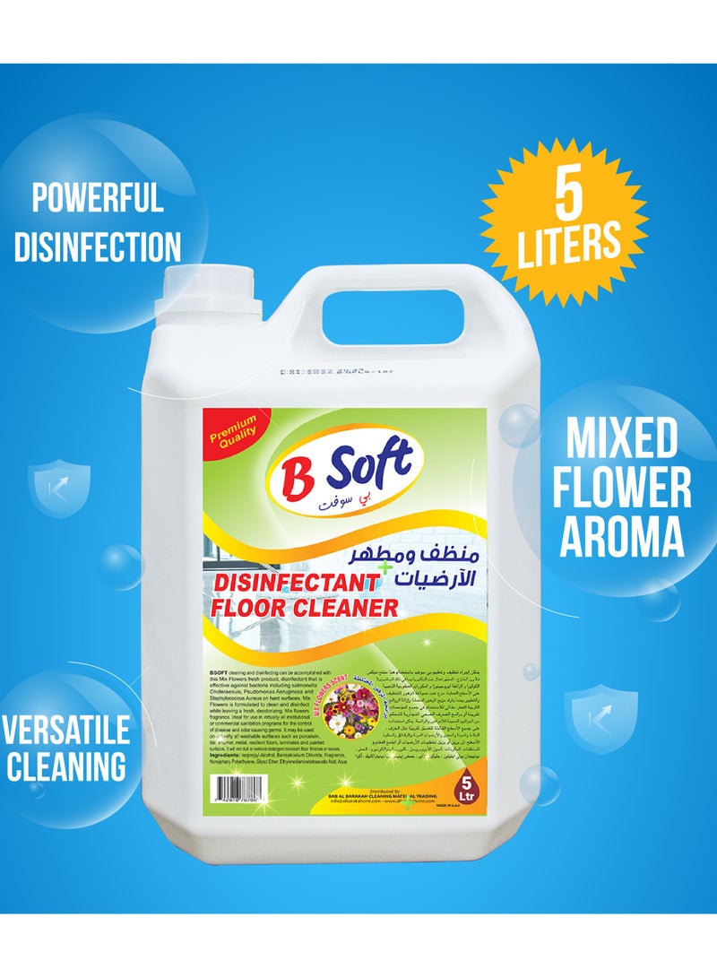 BSOFT Antibacterial Disinfectant Floor Cleaner Liquid Mix Flowers Scent 5L.Premium Quality - Image 3