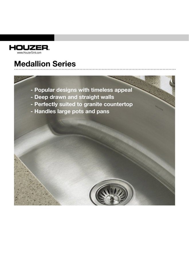 Houzer MH-3200 Medallion Gourmet Series Undermount Stainless Steel Offset Single Bowl Kitchen Sink - Image 3
