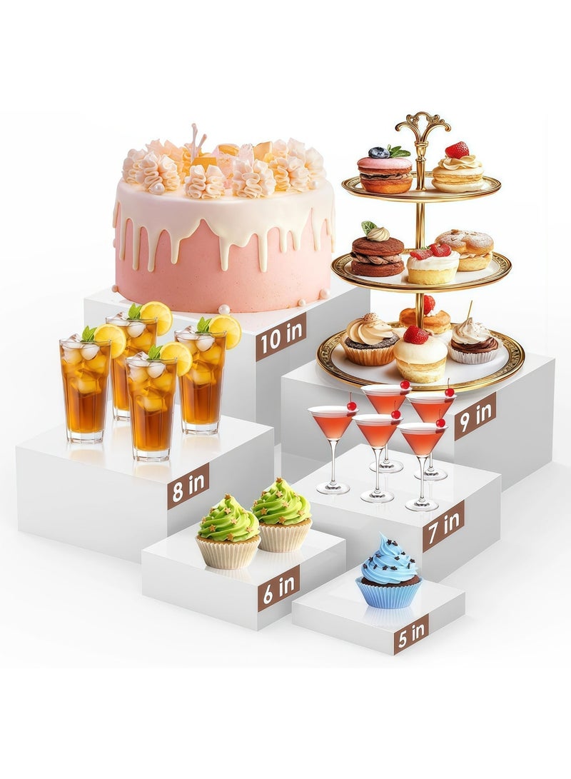 Set of 6 Buffet Risers, Food Display Risers for Party, White Dessert Stands, Cube Display Boxes for Party, Wedding - Image 1