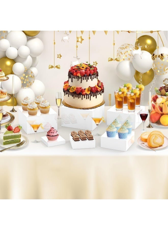 Set of 6 Buffet Risers, Food Display Risers for Party, White Dessert Stands, Cube Display Boxes for Party, Wedding - Image 4