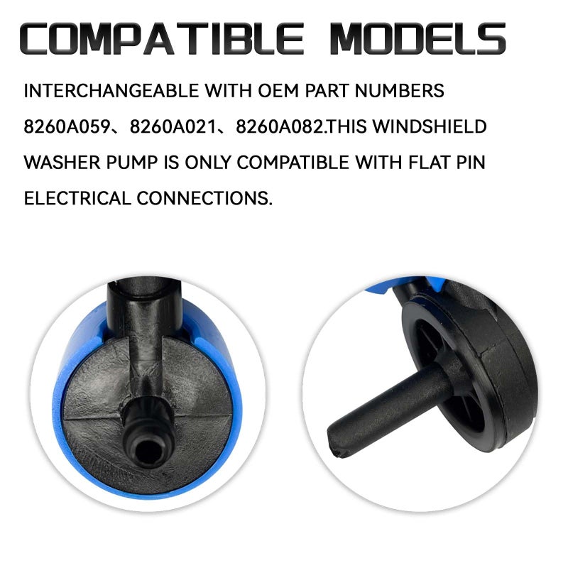 HHZL Windshield Washer Fluid Pump, Spray Front Windshield Wiper Pump Motor with Grommet Replacement 1J6955651 1K6955651 1T0955651A for BMW Chevrolet Ford Jeep Dodge Chrysler Volkswagen Audiï¼ˆBlueï¼‰ - Image 5