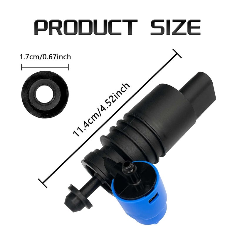 HHZL Windshield Washer Fluid Pump, Spray Front Windshield Wiper Pump Motor with Grommet Replacement 1J6955651 1K6955651 1T0955651A for BMW Chevrolet Ford Jeep Dodge Chrysler Volkswagen Audiï¼ˆBlueï¼‰ - Image 2