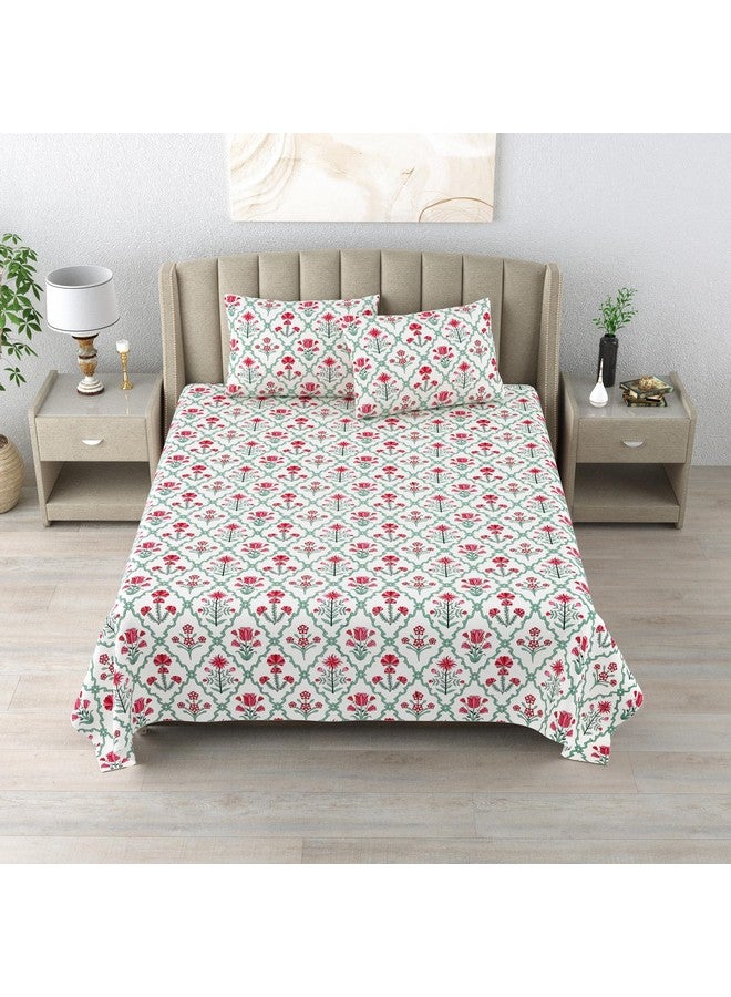 DE CAMA Since 1997 | 100% Cotton 300 TC Premium King Size Bedsheet for Double Bed (90 x 108 Inch) with 2 Pillow Covers Set (17 x 27 Inch) Designer Printed Bedsheet Set - Pink Tulip Flowers - Image 3