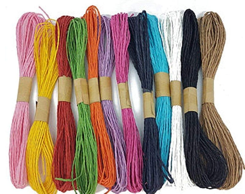 3A Featuretail Multi-Coloured Twisted Paper Rope Threads (Raffia Rope) for DIY Art and Craft Projects and Decoration (Set of 12 roll of 10mtr Each) - Image 5
