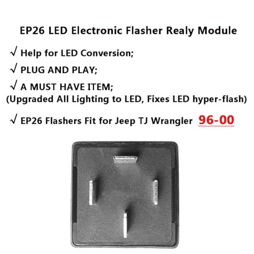 AMFRNE EP26 LED Flasher Relay Fit for Jeep TJ Wrangler 1997 1998 1999 2000 LED Electronic Turn Signal & Hazard Warn Realy, Stop Hyper Flash, EP26 Flasher Relay, 4 Pin Flasher - Image 4