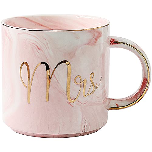 OANGO European Gold Stamping Ceramic Mark Cup Lovers Cup Breakfast Coffee Cup and Milk Tea Cup Mr Mrs Men Women Mug 350ml Pack of 2 Ceramic 350 ml - Image 4