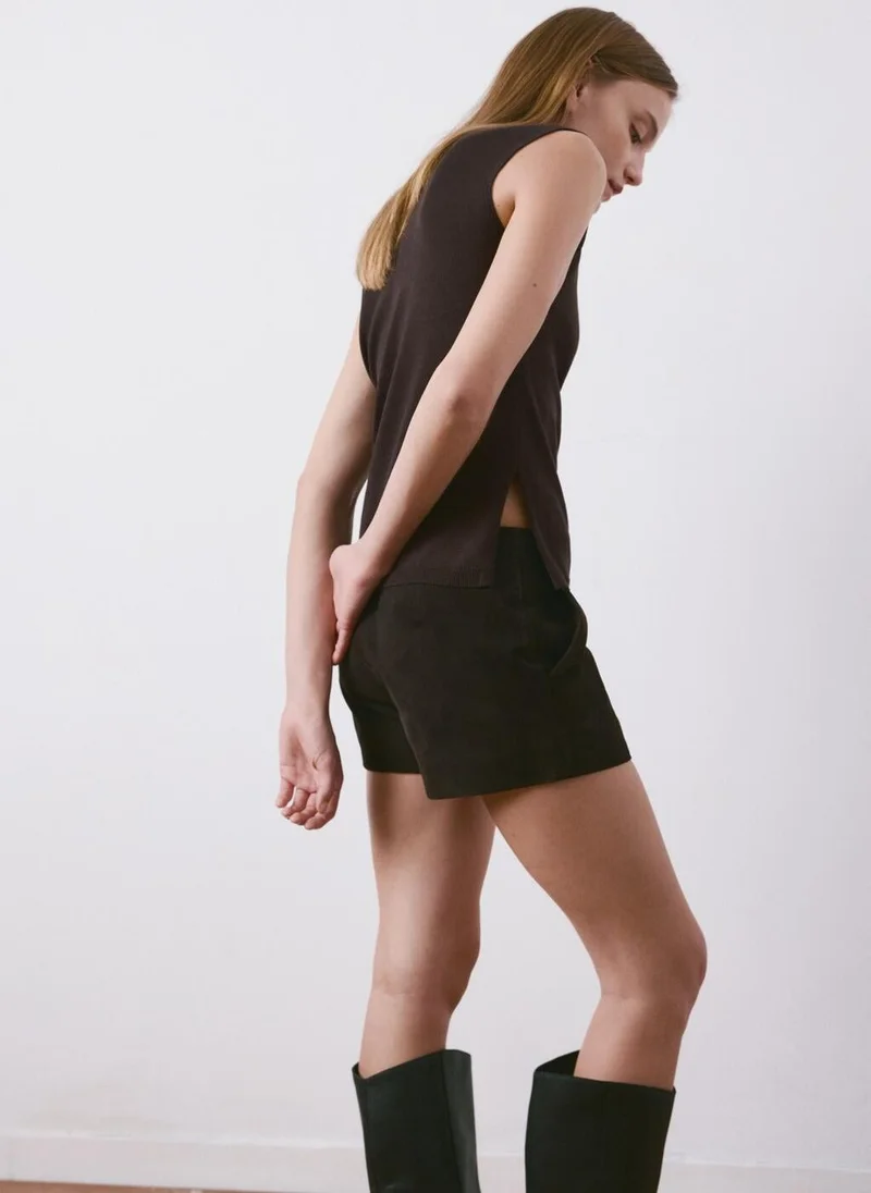 مانجو Side gathered knitted top