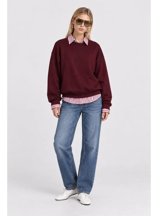 Lovely Istanbul Basic Seasonal Modal Sweatshirt LEN0026 MAROON.