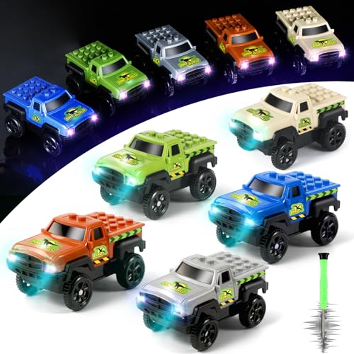 Save Unicorn Tracks Cars Replacement onlyTrack Cars for Tracks Glow in The Dark Car Tracks Accessories with 3 Flashing LED Lights Compatible with Most Car Tracks for Kids Boys Girl5pack - Image 1