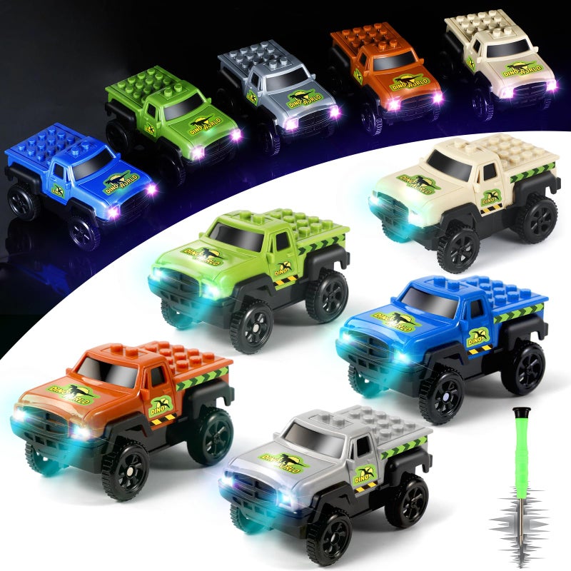 Save Unicorn Tracks Cars Replacement onlyTrack Cars for Tracks Glow in The Dark Car Tracks Accessories with 3 Flashing LED Lights Compatible with Most Car Tracks for Kids Boys Girl5pack - Image 3