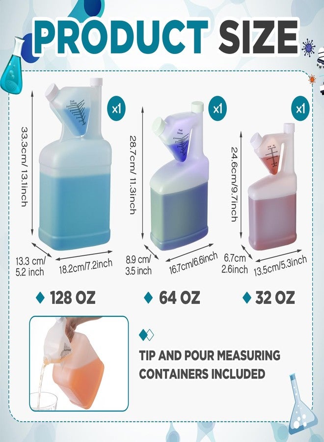 Yiyiring 3 Pcs 32oz 64oz 128oz Tip and Pour Measuring Containers Tip and Pour Containers Plastic Bottle with up to 4oz 8oz Measuring Capacity - Image 2
