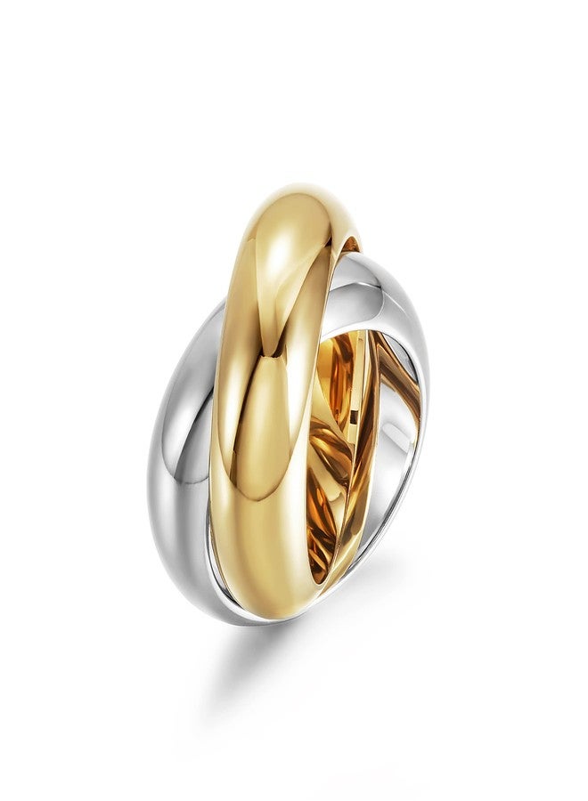 WISTIC Two-Tone Cross Chunky Bands Statement Rings for Women and Men Infinity Interlocked Rolling Criss Cross Rings Cocktail Enhancer Finger Adult Jewelry(Size 8) - Image 1