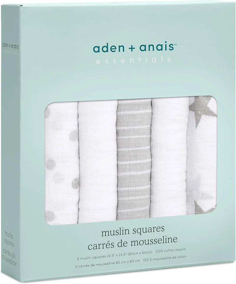ايدن + أناي Aden + Anais Essentials 5 Pack Cotton Muslin Squares - Dusty