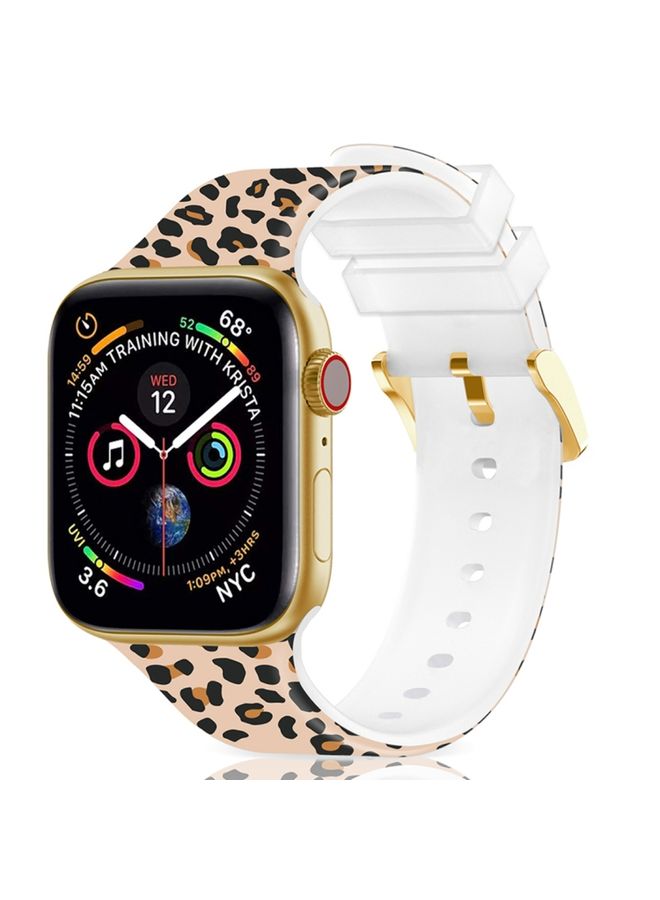 Replacement Strap Square Buckle Color Printing Watch Band For Apple Watch Ultra 49mm&Watch Ultra 2 49mm / Series 9&8&7 45mm / SE 3&SE 2&6&SE&5&4 44mm / 3&2&1 42mm Leopard 2