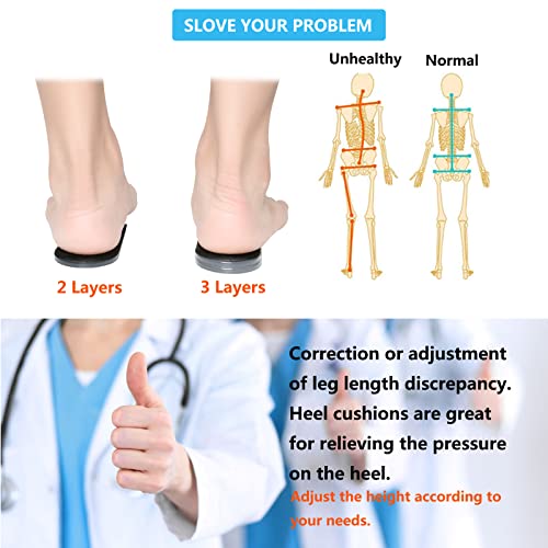 JUMPOW Heel Lifts Shoe Lifts, 2 Pack, 3 Layers Heel Pad & Cushion, Adjustable Height Increase Insole for Leg Length Discrepancy, Achilles Tendonitis, Heel Pain, Heel Spurs Relief (Black) - Image 2