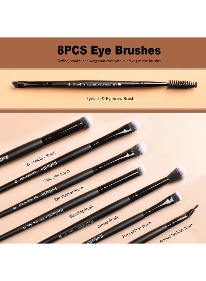 Raffaello مجموعة فرش المكياج 15 قطعة فرش مكياج احترافية مصنوعة من الألياف الصناعية للبودرة، الأساس، التظليل، أحمر الخدود، خافي العيوب، ظلال العيون، فرشاة الدمج، فرشاة تحديد المكياج - Image 5