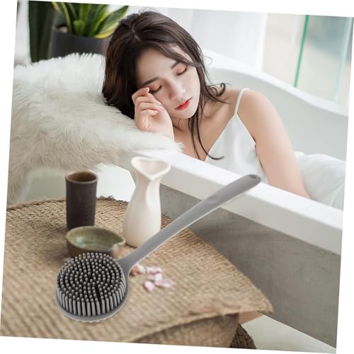 TEKCOOL Premium Soft Silicone Back Scrubber Shower Bath Body Brush with Long Handle Dirt_Removal Back Scrubber | BPA-Free | For Men and Women (BLACK) - Image 2