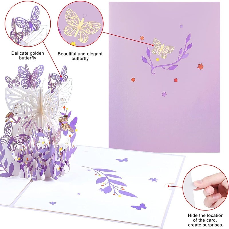 FAYET Butterfly Flower 3D Pop Up Greeting Card - Image 2