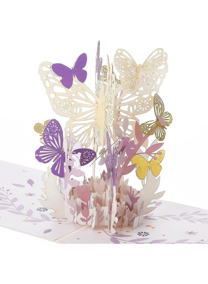 FAYET Butterfly Flower 3D Pop Up Greeting Card - Image 1