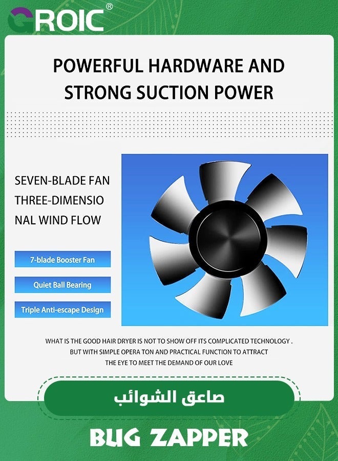 GROIC Bug Zapper, Mosquito Killer Lamp Light LED Insect Electric Fly Zapper Chemical-Free Nontoxic Odorless Safe for Babies & Pregnant Women, Use Indoor Bedroom Kitchen Office - Image 3