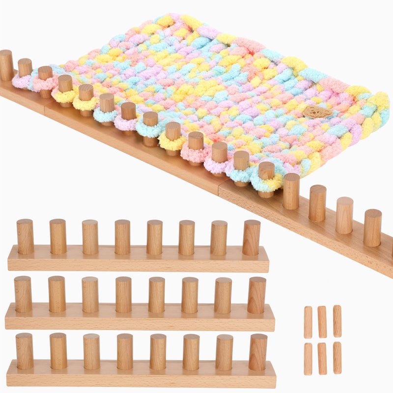 Sienson 48"" Chunky Knitting Loom For Blanket Making - Adjustable Wood Frame  Portable Diy Hand Knitting Kit For Beginners  Reusable Blanket Loom For Bulky Yarn Crafts & Gifts - Image 1
